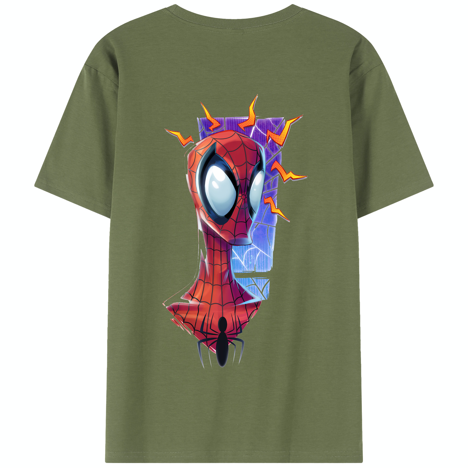 （画像用） Spider Man スパイダーマン 綿100％半袖Tシャツ（背面プリント）